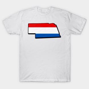 Red, White, and Blue Nebraska Outline T-Shirt